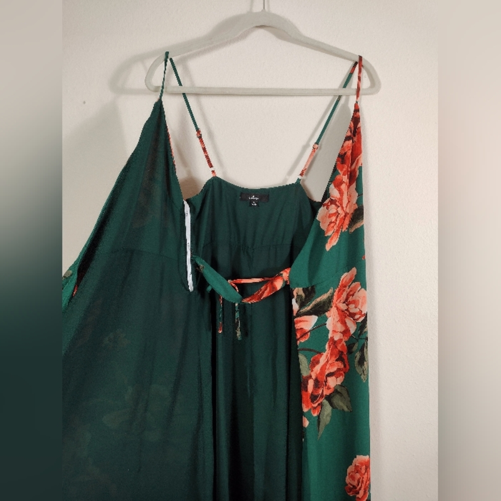 Lulus Floral Flirtation Dark Green Floral Print Wrap Maxi Dress Size M - Picture 7 of 13